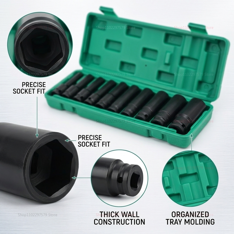 10個入りソケットレンチセット 8-24mm 調整可能な空気 - Spark Plug Socket Set のレビューと価格